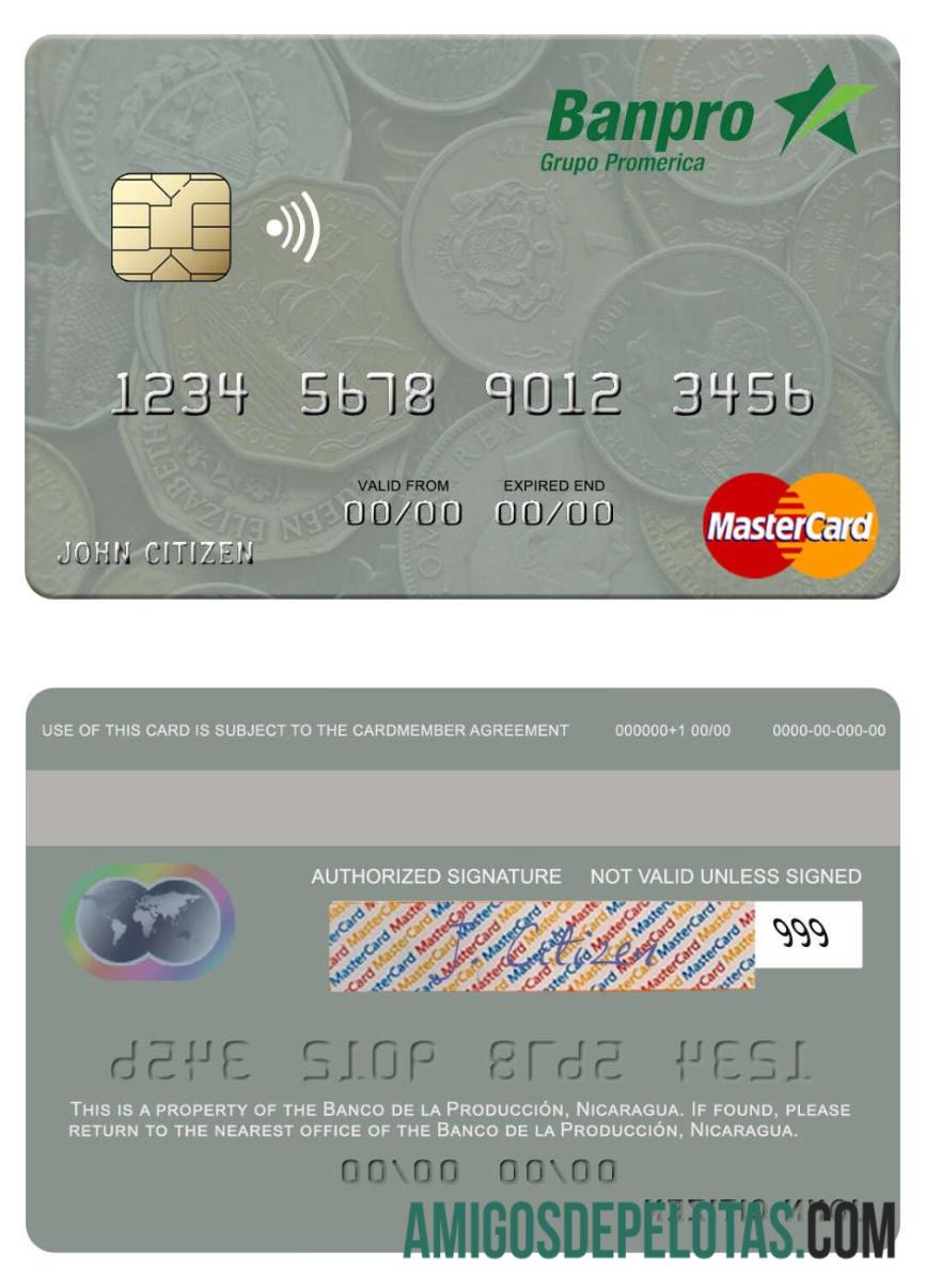 Nicaragua Banco De La Producción Mastercard download for verification
